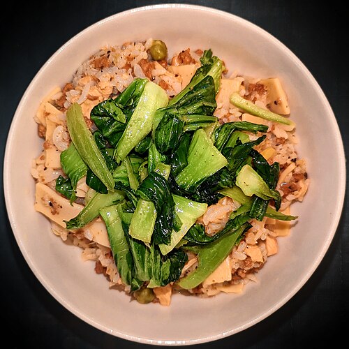 Rice with leafy greens — illustrative photo